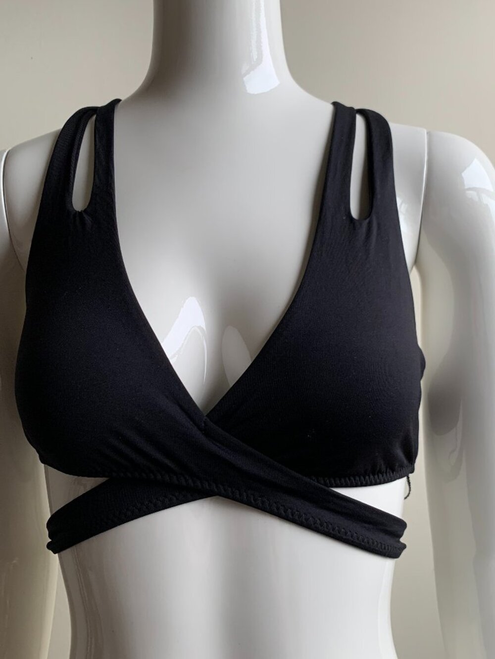 BECCA Black wrap around strappy back cut out bikini swim top